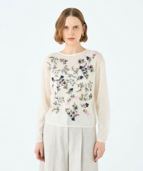 TOMORROWLAND / トゥモローランド ニット・セーター | モヘヤナイロンエンブロイダリー クルーネックプルオーバー | 詳細2