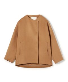 トゥモローランド デプレ 美品日本製 カシミヤ54% ノーカラーリバーコート 茶 送料無料】ピュアカシミヤ ノーカラーコート | maison