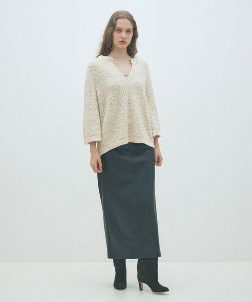 TOMORROWLAND / トゥモローランド ニット・セーター | プレーンスラブ キーネックプルオーバー | 詳細1