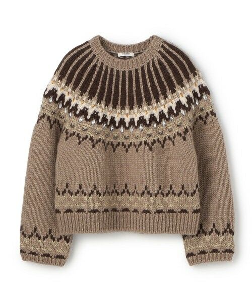 TOMORROWLAND / トゥモローランド ニット・セーター | ビジュージャカード クルーネックプルオーバー(42 ライトベージュ系)