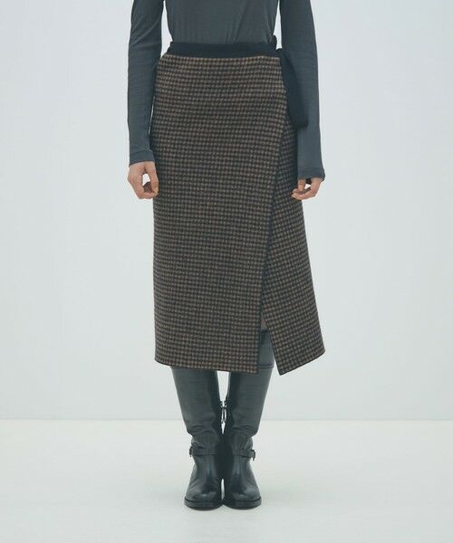 TOMORROWLAND / トゥモローランド ミニ・ひざ丈スカート | ウールナイロンジャカード ラップスカート | 詳細2