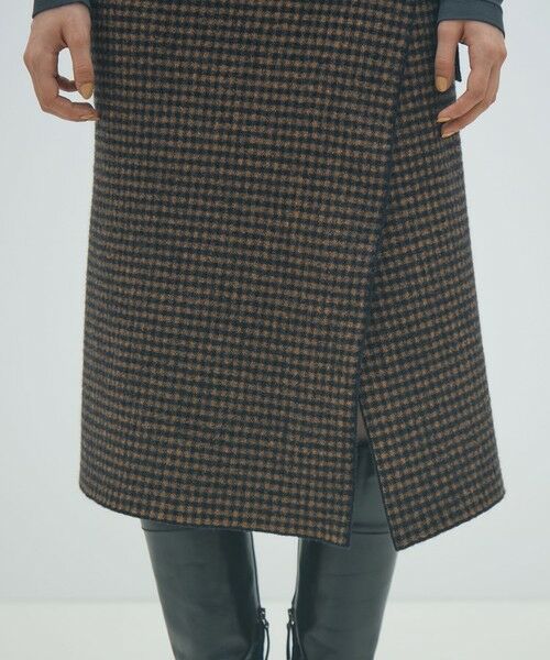 TOMORROWLAND / トゥモローランド ミニ・ひざ丈スカート | ウールナイロンジャカード ラップスカート | 詳細8