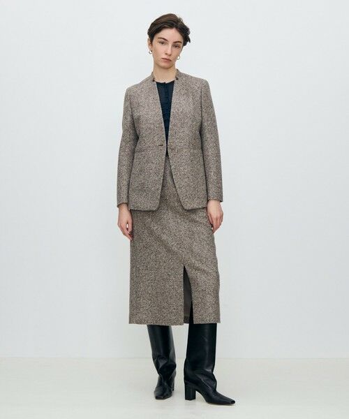 TOMORROWLAND / トゥモローランド ミニ・ひざ丈スカート | スライバーダイヤゴナル フロントスリットスカート | 詳細1