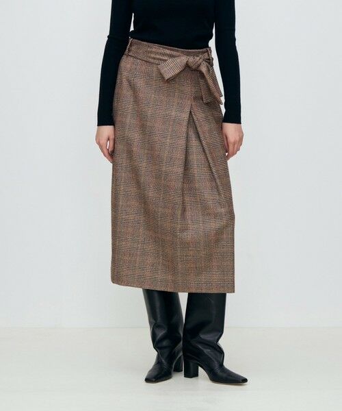 TOMORROWLAND / トゥモローランド ミニ・ひざ丈スカート | シックバーガンディー アシンメトリータックスカート | 詳細2