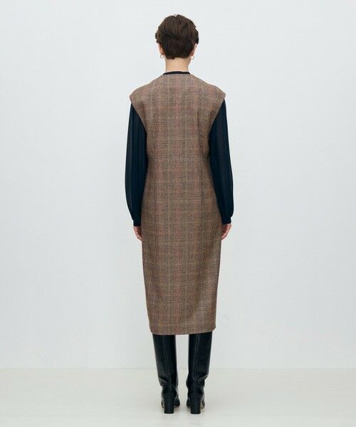 TOMORROWLAND / トゥモローランド ミニ丈・ひざ丈ワンピース | シックバーガンディー ジレワンピース | 詳細3