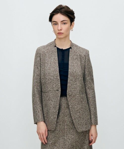 TOMORROWLAND / トゥモローランド ノーカラージャケット | スライバーダイヤゴナル キザミカラージャケット | 詳細2