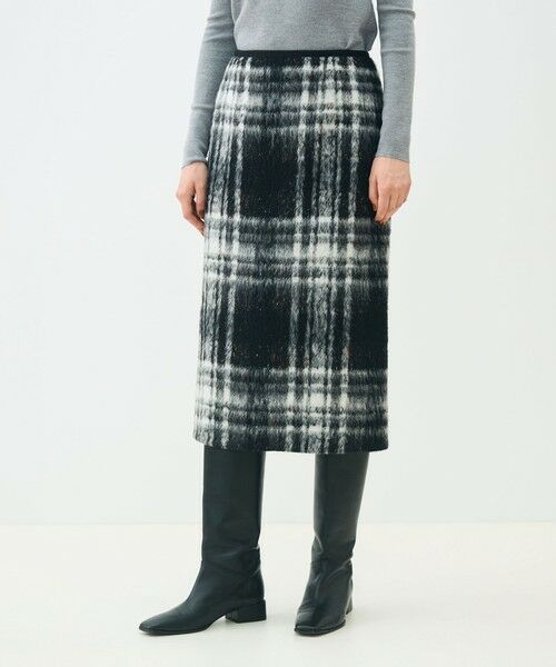 TOMORROWLAND / トゥモローランド ミニ・ひざ丈スカート | カラーネップチェック タイトストレートスカート | 詳細2