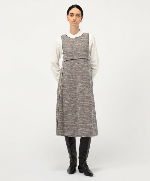 TOMORROWLAND / トゥモローランド ミニ丈・ひざ丈ワンピース | ファンシーニット フロンタブルドレス | 詳細1