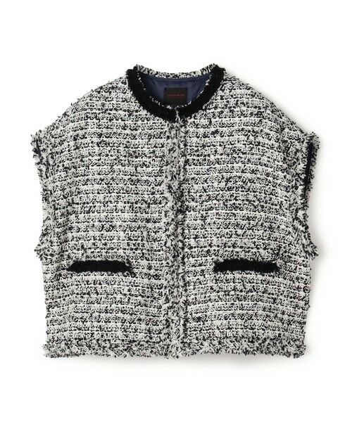 TOMORROWLAND / トゥモローランド ベスト | ファンシーツイード スクエアジレ(18 ブラック系)