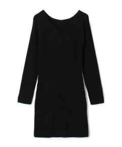 TOMORROWLAND / トゥモローランド ミニ丈・ひざ丈ワンピース | ウールリブ Vネックワンピース