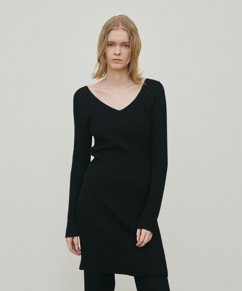 TOMORROWLAND / トゥモローランド ミニ丈・ひざ丈ワンピース | ウールリブ Vネックワンピース | 詳細2