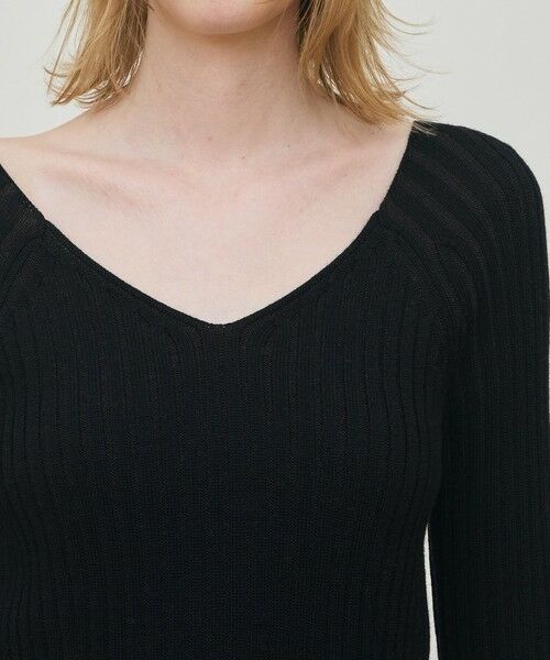 TOMORROWLAND / トゥモローランド ミニ丈・ひざ丈ワンピース | ウールリブ Vネックワンピース | 詳細5