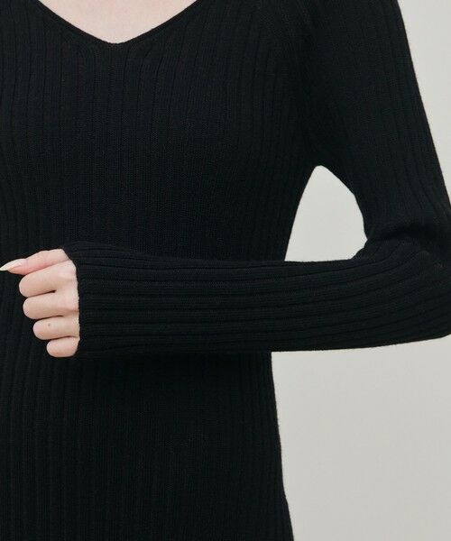 TOMORROWLAND / トゥモローランド ミニ丈・ひざ丈ワンピース | ウールリブ Vネックワンピース | 詳細6