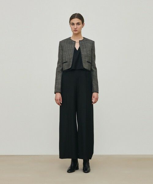 TOMORROWLAND / トゥモローランド ノーカラージャケット | ウールリネンツイード クロップドジャケット | 詳細1