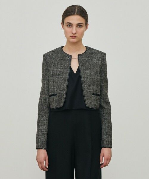 TOMORROWLAND / トゥモローランド ノーカラージャケット | ウールリネンツイード クロップドジャケット | 詳細2