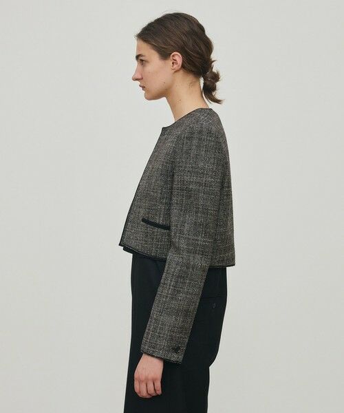 TOMORROWLAND / トゥモローランド ノーカラージャケット | ウールリネンツイード クロップドジャケット | 詳細3