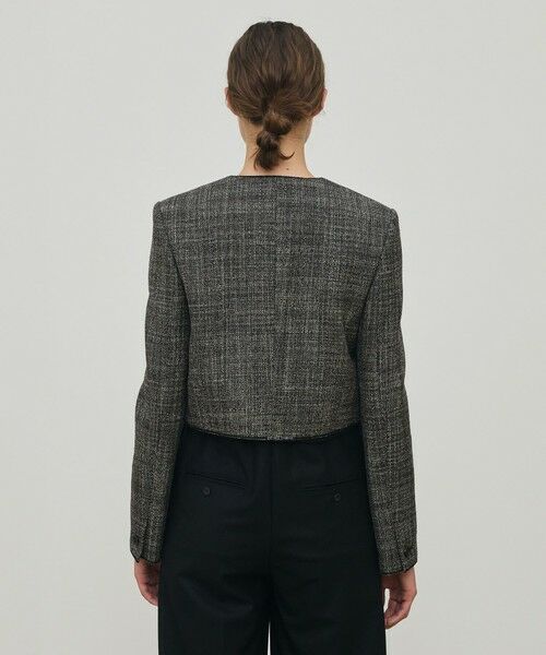 TOMORROWLAND / トゥモローランド ノーカラージャケット | ウールリネンツイード クロップドジャケット | 詳細4