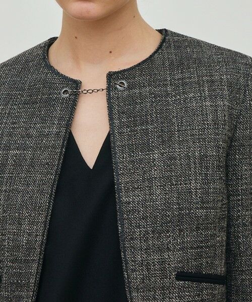 TOMORROWLAND / トゥモローランド ノーカラージャケット | ウールリネンツイード クロップドジャケット | 詳細6