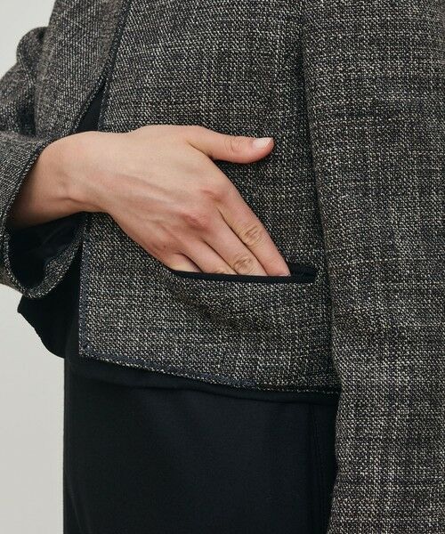 TOMORROWLAND / トゥモローランド ノーカラージャケット | ウールリネンツイード クロップドジャケット | 詳細9