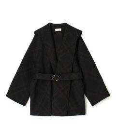 TOMORROWLAND / トゥモローランド その他アウター | ダブルフェイスチェックジャガード フーディーミディコート