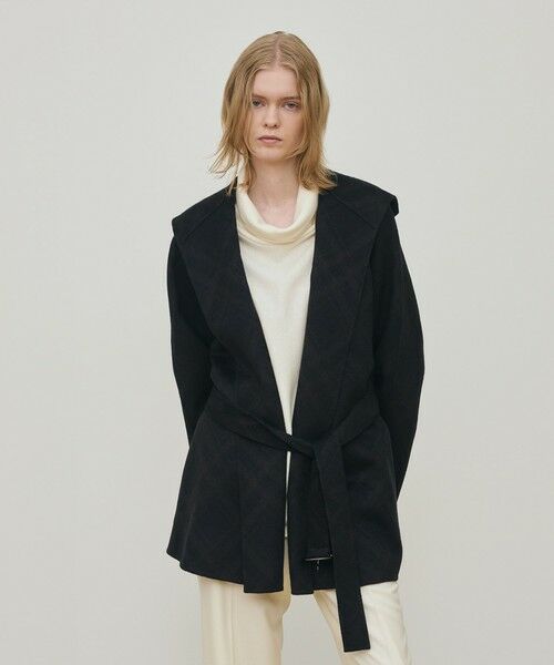 TOMORROWLAND / トゥモローランド その他アウター | ダブルフェイスチェックジャガード フーディーミディコート | 詳細10