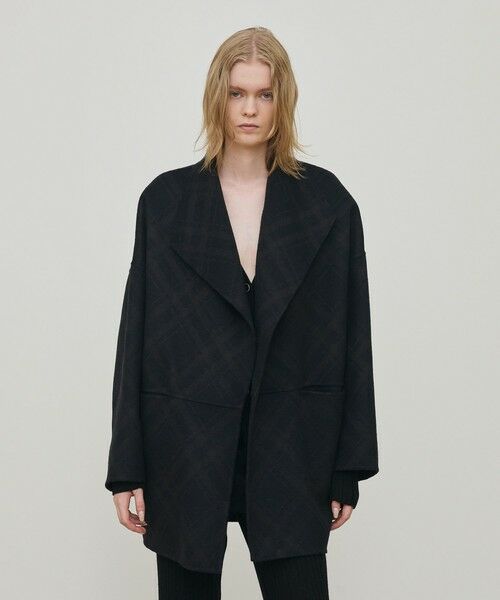 TOMORROWLAND / トゥモローランド その他アウター | ダブルフェイスチェックジャガード ウィングカラーコート | 詳細2