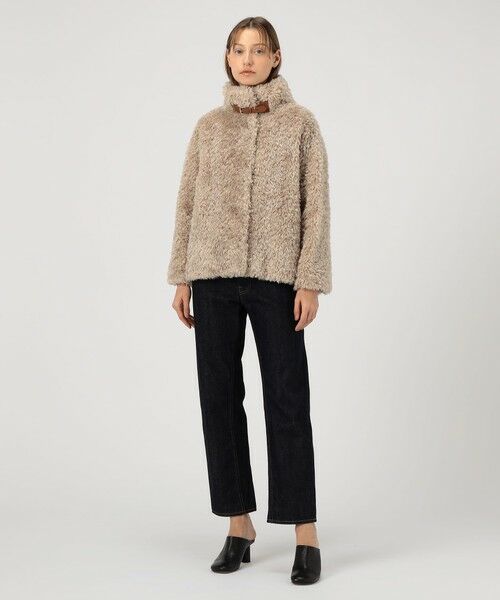 TOMORROWLAND / トゥモローランド ブルゾン | HERNO カーリーエコファー レザーベルトブルゾン | 詳細1