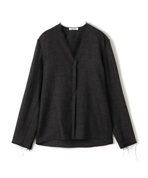 TOMORROWLAND/トゥモローランド ウールビエラ Vネックシャツ 17 チャコールグレー 36(9号)