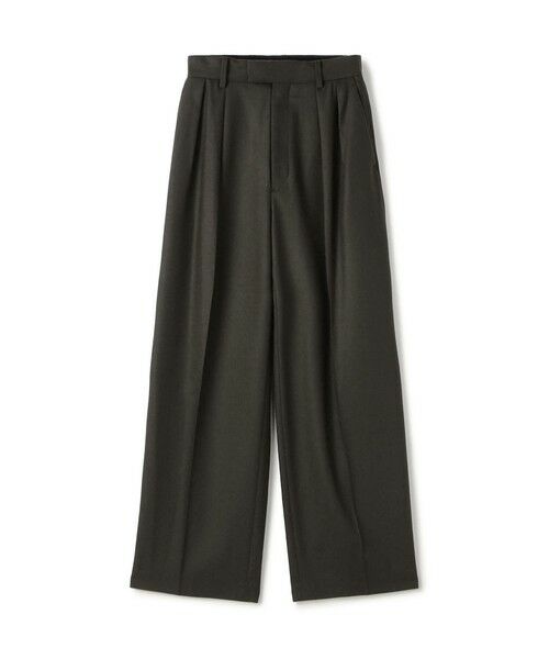 TOMORROWLAND / トゥモローランド スラックス・ドレスパンツ | ウールメルトンポプリン 2タックワイドスラックス(49 ダークブラウン)