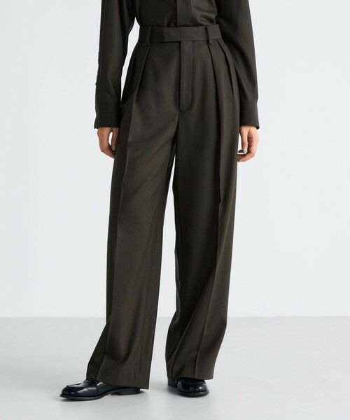 TOMORROWLAND / トゥモローランド スラックス・ドレスパンツ | ウールメルトンポプリン 2タックワイドスラックス | 詳細2