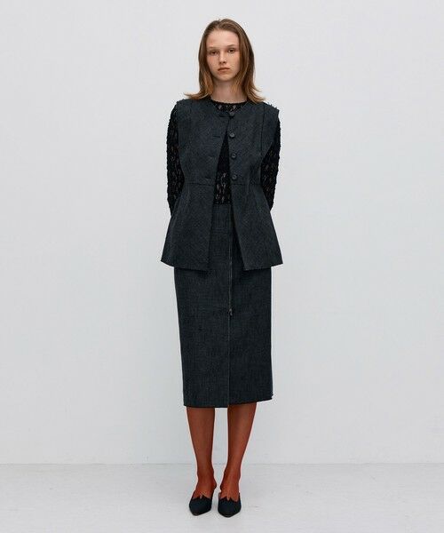 TOMORROWLAND / トゥモローランド ベスト | ヘリンボーンツイード カットオフコンビベスト | 詳細2