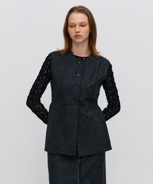 TOMORROWLAND / トゥモローランド ベスト | ヘリンボーンツイード カットオフコンビベスト | 詳細3