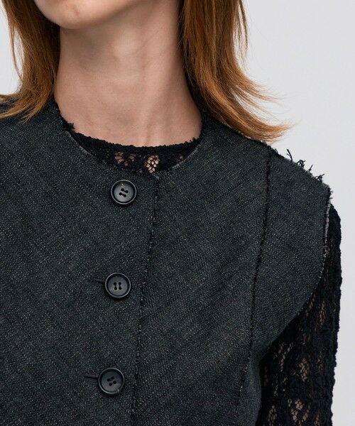 TOMORROWLAND / トゥモローランド ベスト | ヘリンボーンツイード カットオフコンビベスト | 詳細7