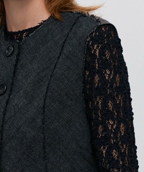 TOMORROWLAND / トゥモローランド ベスト | ヘリンボーンツイード カットオフコンビベスト | 詳細9