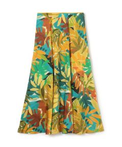 TOMORROWLAND / トゥモローランド ミニ・ひざ丈スカート | ポリエステル リーフプリントフレアスカート