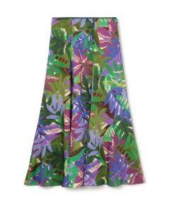 TOMORROWLAND / トゥモローランド ミニ・ひざ丈スカート | ポリエステル リーフプリントフレアスカート