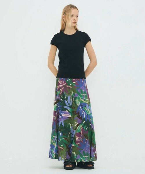 TOMORROWLAND / トゥモローランド ミニ・ひざ丈スカート | ポリエステル リーフプリントフレアスカート | 詳細1