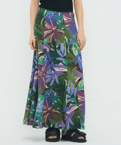 TOMORROWLAND / トゥモローランド ミニ・ひざ丈スカート | ポリエステル リーフプリントフレアスカート | 詳細2