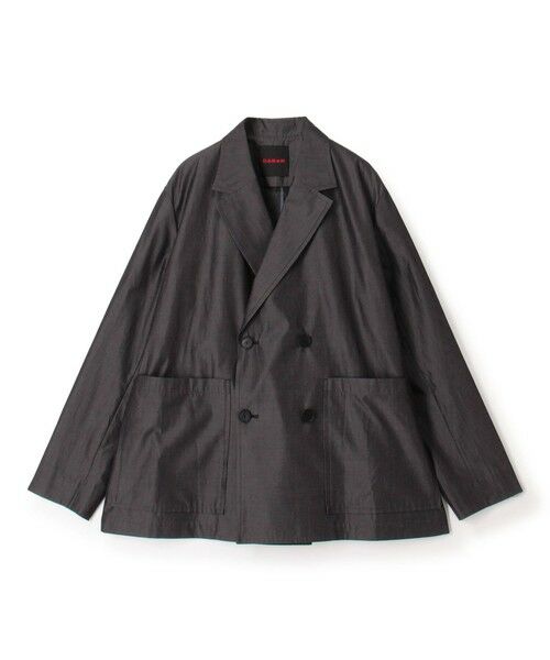 TOMORROWLAND/トゥモローランド コットンシャンブレー ベルテッドダブルブレストジャケット 17 チャコールグレー F