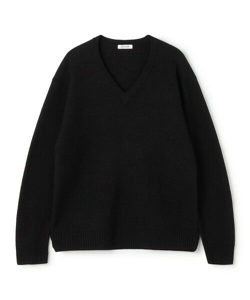 TOMORROWLAND / トゥモローランド ニット・セーター | スラブ縮絨 Vネックプルオーバー(19 ブラック)