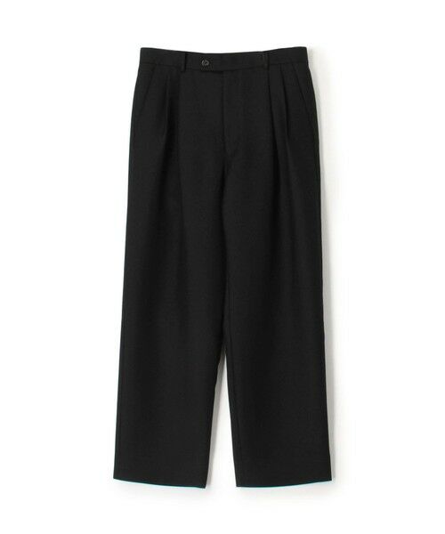 TOMORROWLAND/トゥモローランド ウールダブルクロス 2タックワイドテーパードパンツ 19 ブラック L
