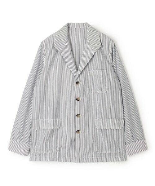 TOMORROWLAND/トゥモローランド Justo Gimeno TEBA JAKCKET コットンシアサッカージャケット 68 ブルーストライプ 48