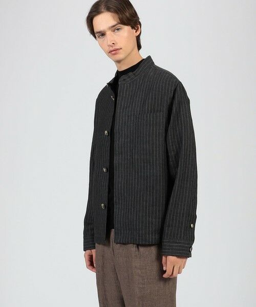 TOMORROWLAND / トゥモローランド ブルゾン | CARUSO リネンストライプ スタンドカラーブルゾン | 詳細1