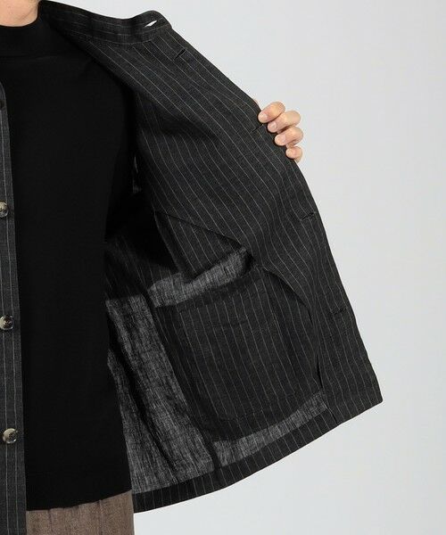 TOMORROWLAND / トゥモローランド ブルゾン | CARUSO リネンストライプ スタンドカラーブルゾン | 詳細5