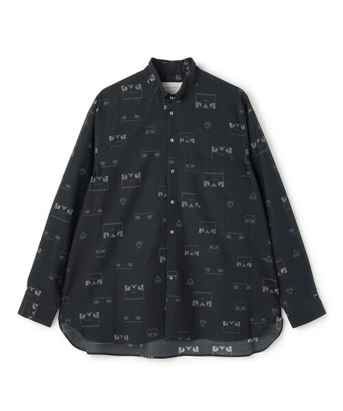 TOMORROWLAND/トゥモローランド コットンシルクプリント ロングスリーブシャツ 18 ブラック系 S