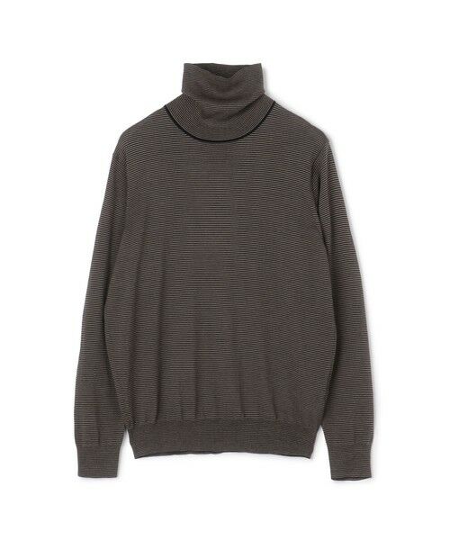 TOMORROWLAND / トゥモローランド ニット・セーター | TOMORROWLAND tricot スーパーファインメリノウール タートルネック S-WOOL(18 ブラックボーダー)