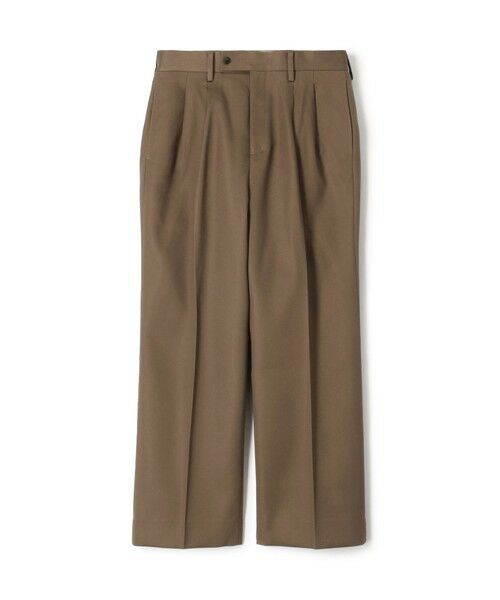 TOMORROWLAND/トゥモローランド コットンレーヨン 2プリーツ ワイドストレート バレルパンツ 47 ブラウン XS