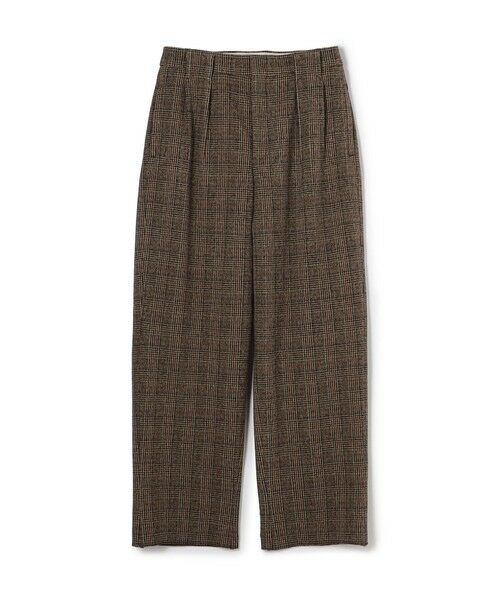 TOMORROWLAND/トゥモローランド ウールナイロンポリウレタン 2WAYストレッチ 2プリーツパンツ 46 グレンチェック 46