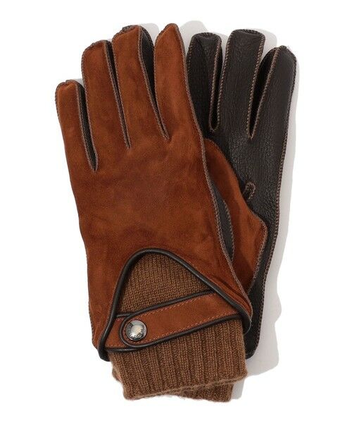 TOMORROWLAND / トゥモローランド 手袋 | MAZZOLENI カシミヤライニング ラムスキンヌバック×ディアスキンコンビグローブ(47 ブラウン)