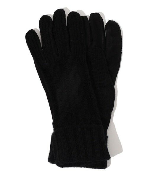 TOMORROWLAND / トゥモローランド 手袋 | MAZZOLENI カシミヤニット×ラムスキンヌバックコンビグローブ(19 ブラック)